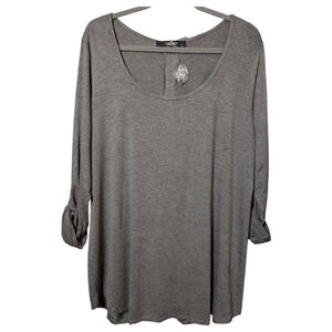 Louise Paris 1X Lace Back Tunic Roll Tab Sleeves NWT